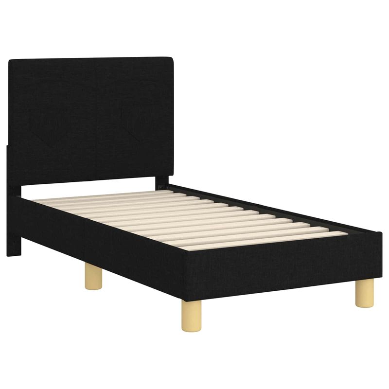 Casa si Gradina - Mobilier - Paturi si accesorii - Paturi - Cadru de pat pentru copii cu spatar Negru 70 x 140 cm tesatura - Infinity.ro