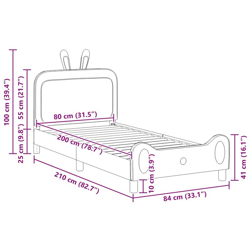 Casa si Gradina - Mobilier - Paturi si accesorii - Paturi - Cadru de pat pentru copii cu spatar Gri deschis 80 x 200 cm PU - Infinity.ro