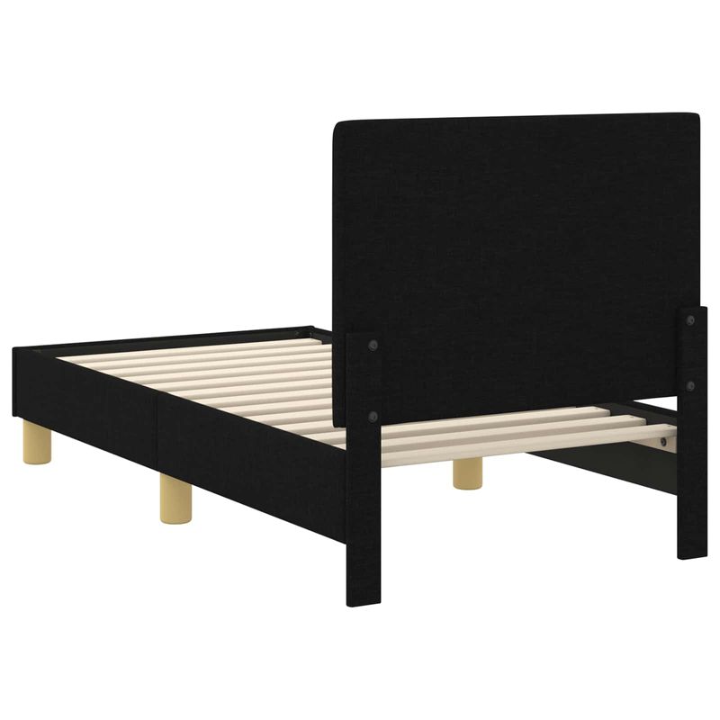Casa si Gradina - Mobilier - Paturi si accesorii - Paturi - Cadru de pat pentru copii cu spatar Negru 70 x 140 cm tesatura - Infinity.ro