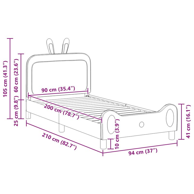 Casa si Gradina - Mobilier - Paturi si accesorii - Paturi - Cadru de pat pentru copii cu spatar Gri deschis 90 x 200 cm PU - Infinity.ro