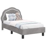 Casa si Gradina - Mobilier - Paturi si accesorii - Paturi - Cadru de pat pentru copii cu spatar Gri deschis 70 x 140 cm - Infinity.ro