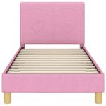 Casa si Gradina - Mobilier - Paturi si accesorii - Paturi - Cadru de pat pentru copii cu spatar Roz 80 x 160 cm tesatura - Infinity.ro