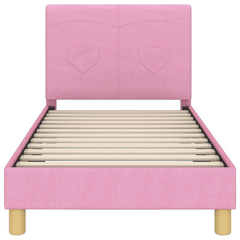 Casa si Gradina - Mobilier - Paturi si accesorii - Paturi - Cadru de pat pentru copii cu spatar Roz 80 x 160 cm tesatura - Infinity.ro