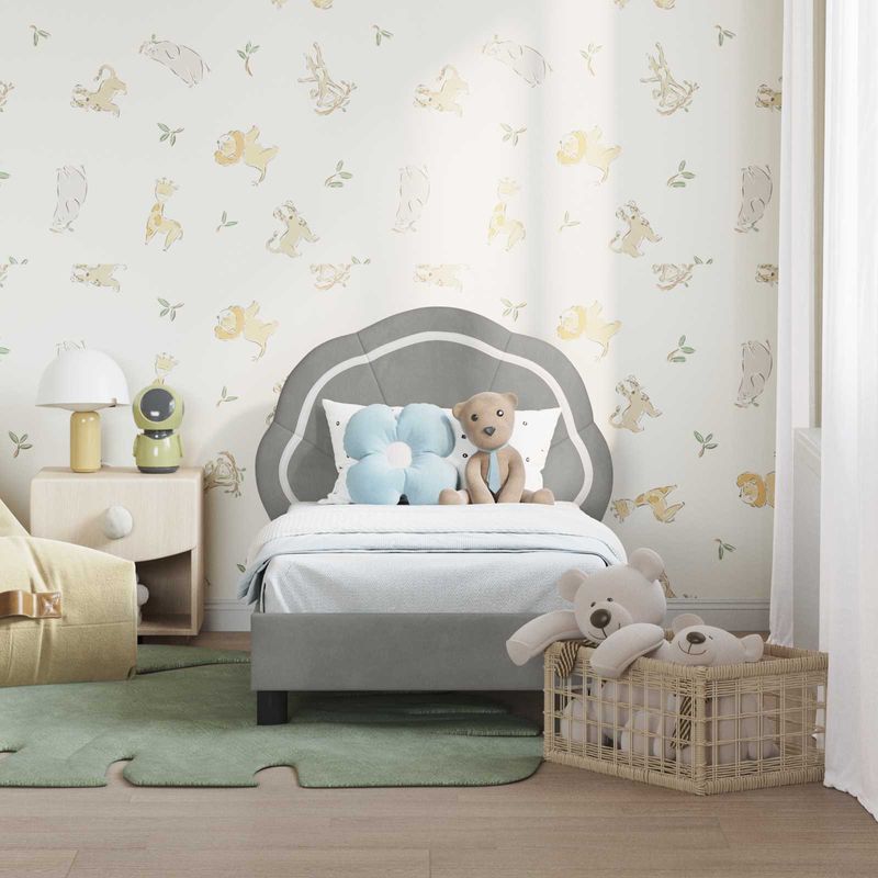 Casa si Gradina - Mobilier - Paturi si accesorii - Paturi - Cadru de pat pentru copii cu spatar Gri deschis 70 x 140 cm - Infinity.ro