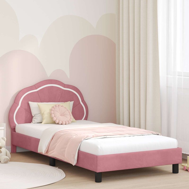 Casa si Gradina - Mobilier - Paturi si accesorii - Paturi - Cadru de pat pentru copii cu spatar Roz 80 x 200 cm Catifea - Infinity.ro