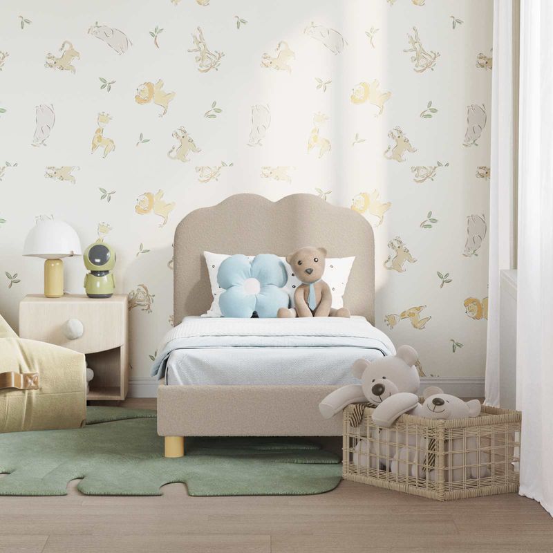 Casa si Gradina - Mobilier - Paturi si accesorii - Paturi - Cadru de pat pentru copii cu spatar Gri deschis 70 x 140 cm - Infinity.ro