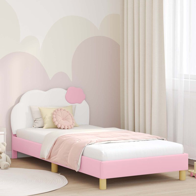 Casa si Gradina - Mobilier - Paturi si accesorii - Paturi - Cadru de pat pentru copii cu spatar Roz 90 x 200 cm PU - Infinity.ro