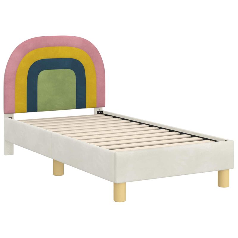 Casa si Gradina - Mobilier - Paturi si accesorii - Paturi - Cadru de pat pentru copii cu spatar Crem 70 x 140 cm Catifea - Infinity.ro