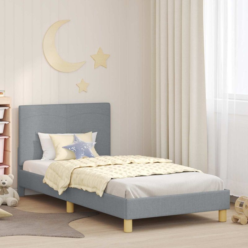 Casa si Gradina - Mobilier - Paturi si accesorii - Paturi - Cadru de pat pentru copii cu spatar Gri deschis 90 x 190 cm - Infinity.ro