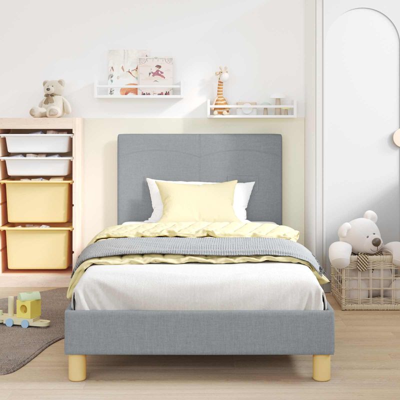 Casa si Gradina - Mobilier - Paturi si accesorii - Paturi - Cadru de pat pentru copii cu spatar Gri deschis 90 x 190 cm - Infinity.ro