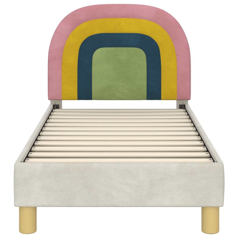 Casa si Gradina - Mobilier - Paturi si accesorii - Paturi - Cadru de pat pentru copii cu spatar Crem 70 x 140 cm Catifea - Infinity.ro
