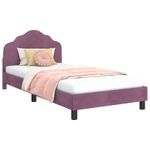 Casa si Gradina - Mobilier - Paturi si accesorii - Paturi - Cadru de pat pentru copii cu spatar Violet 90 x 190 cm Catifea - Infinity.ro