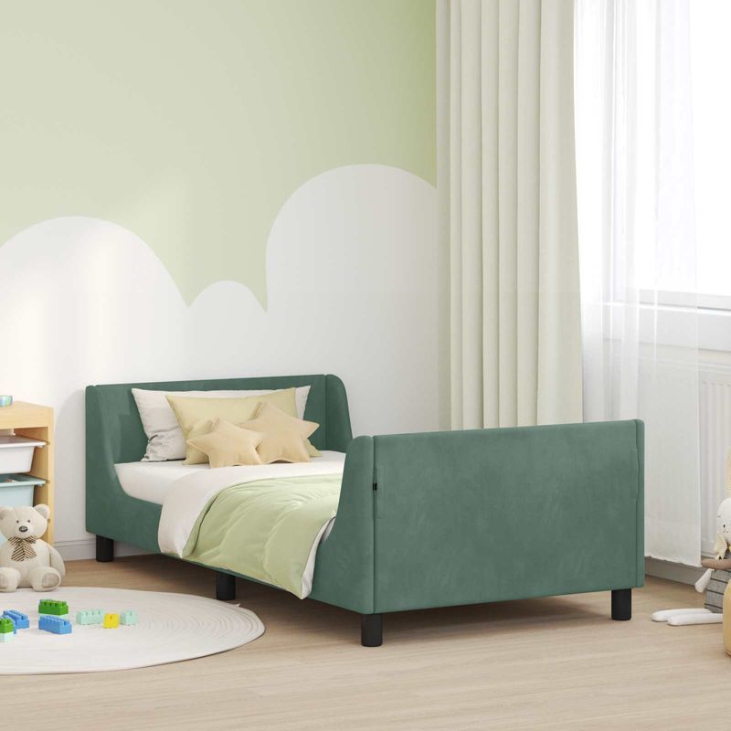Casa si Gradina - Mobilier - Paturi si accesorii - Paturi - Cadru de pat pentru copii cu spatar Verde Marii 90 x 190 cm - Infinity.ro