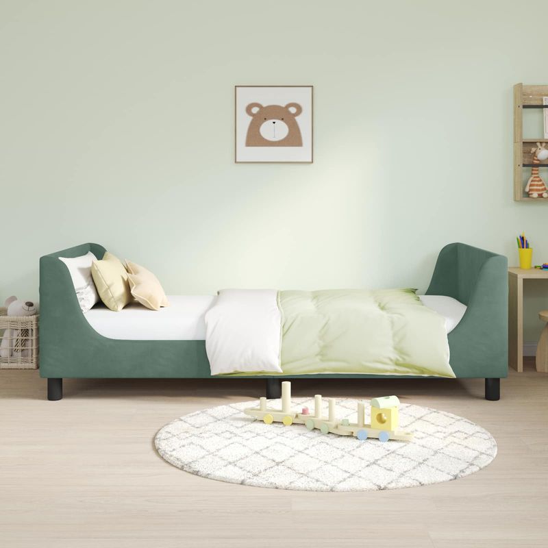 Casa si Gradina - Mobilier - Paturi si accesorii - Paturi - Cadru de pat pentru copii cu spatar Verde Marii 90 x 190 cm - Infinity.ro