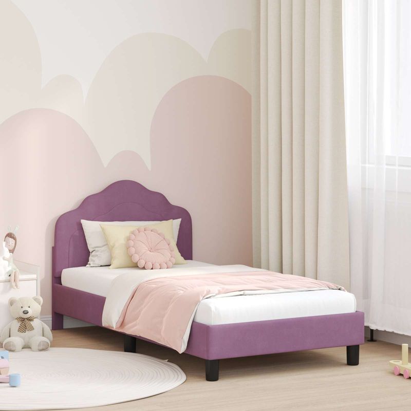 Casa si Gradina - Mobilier - Paturi si accesorii - Paturi - Cadru de pat pentru copii cu spatar Violet 80 x 160 cm Catifea - Infinity.ro