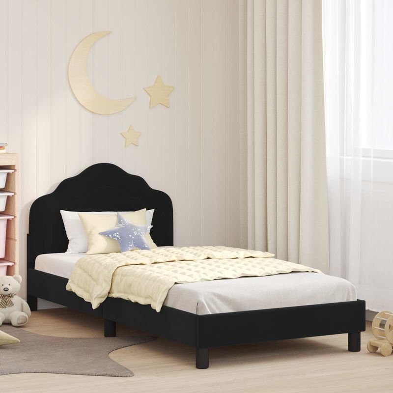 Casa si Gradina - Mobilier - Paturi si accesorii - Paturi - Cadru de pat pentru copii cu spatar Negru 80 x 200 cm Catifea - Infinity.ro