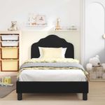 Casa si Gradina - Mobilier - Paturi si accesorii - Paturi - Cadru de pat pentru copii cu spatar Negru 80 x 200 cm Catifea - Infinity.ro
