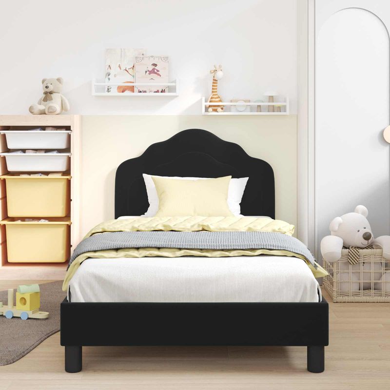 Casa si Gradina - Mobilier - Paturi si accesorii - Paturi - Cadru de pat pentru copii cu spatar Negru 80 x 200 cm Catifea - Infinity.ro