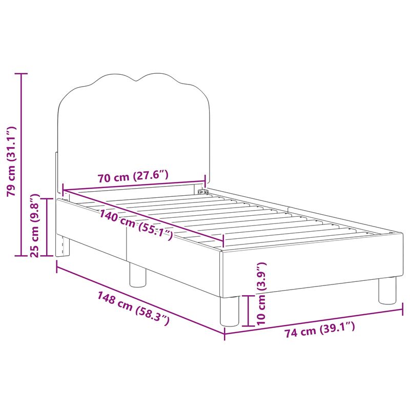 Casa si Gradina - Mobilier - Paturi si accesorii - Paturi - Cadru de pat pentru copii cu spatar Gri deschis 70 x 140 cm - Infinity.ro
