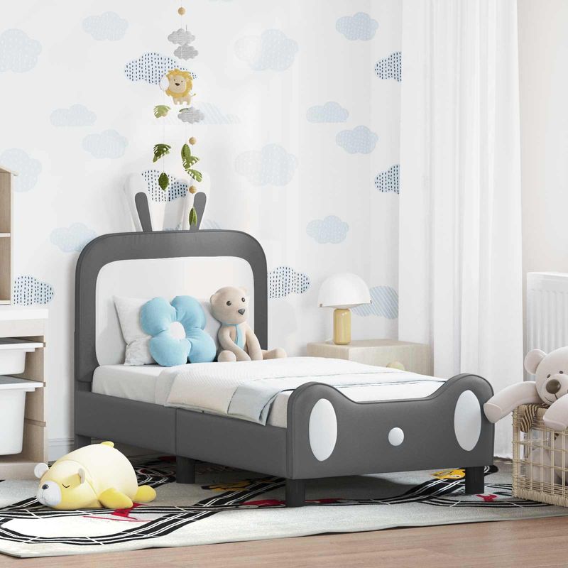 Casa si Gradina - Mobilier - Paturi si accesorii - Paturi - Cadru de pat pentru copii cu spatar Gri deschis 70 x 140 cm PU - Infinity.ro