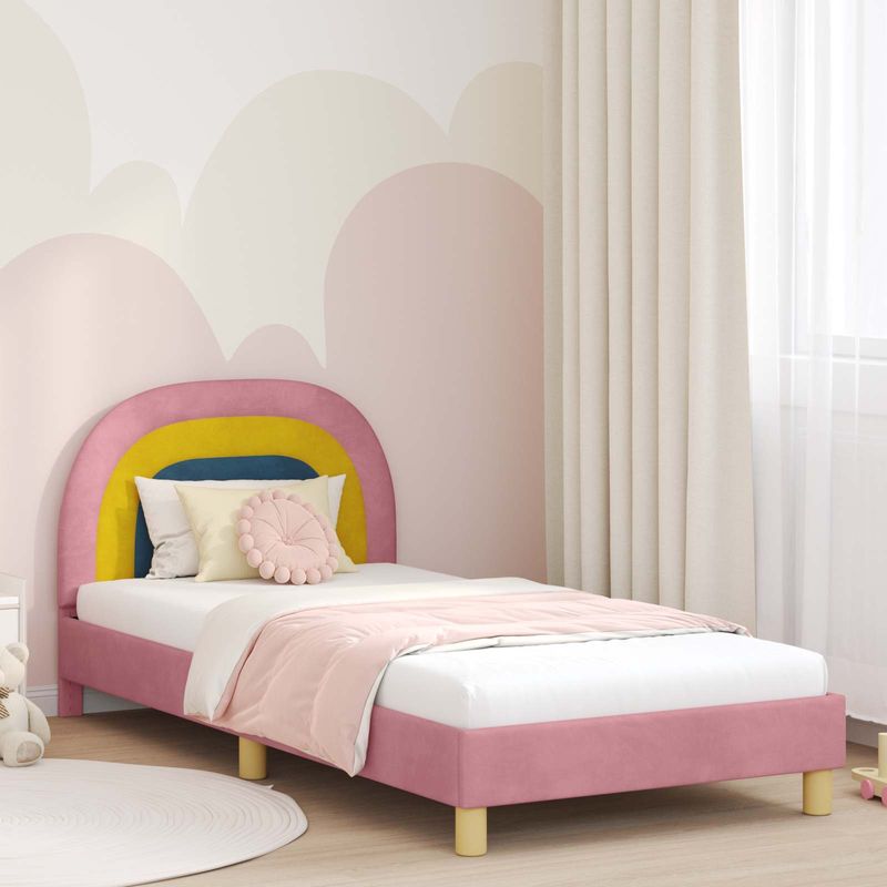Casa si Gradina - Mobilier - Paturi si accesorii - Paturi - Cadru de pat pentru copii cu spatar Roz 90 x 200 cm Catifea - Infinity.ro