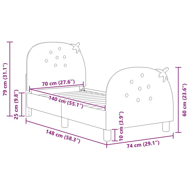 Casa si Gradina - Mobilier - Paturi si accesorii - Paturi - Cadru de pat pentru copii cu spatar Roz 70 x 140 cm Catifea - Infinity.ro