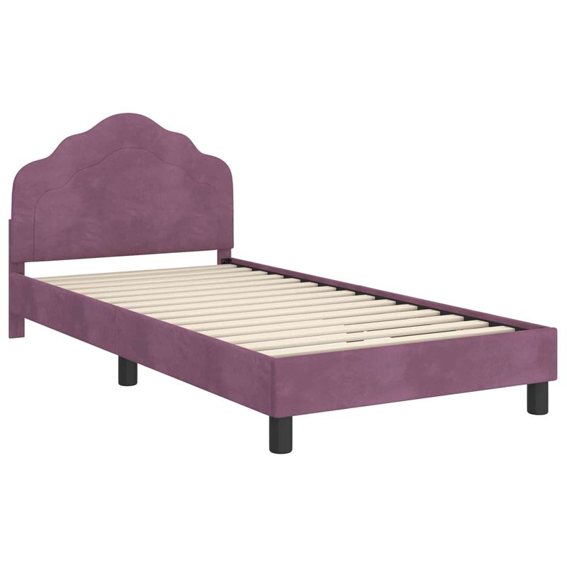 Casa si Gradina - Mobilier - Paturi si accesorii - Paturi - Cadru de pat pentru copii cu spatar Violet 90 x 190 cm Catifea - Infinity.ro
