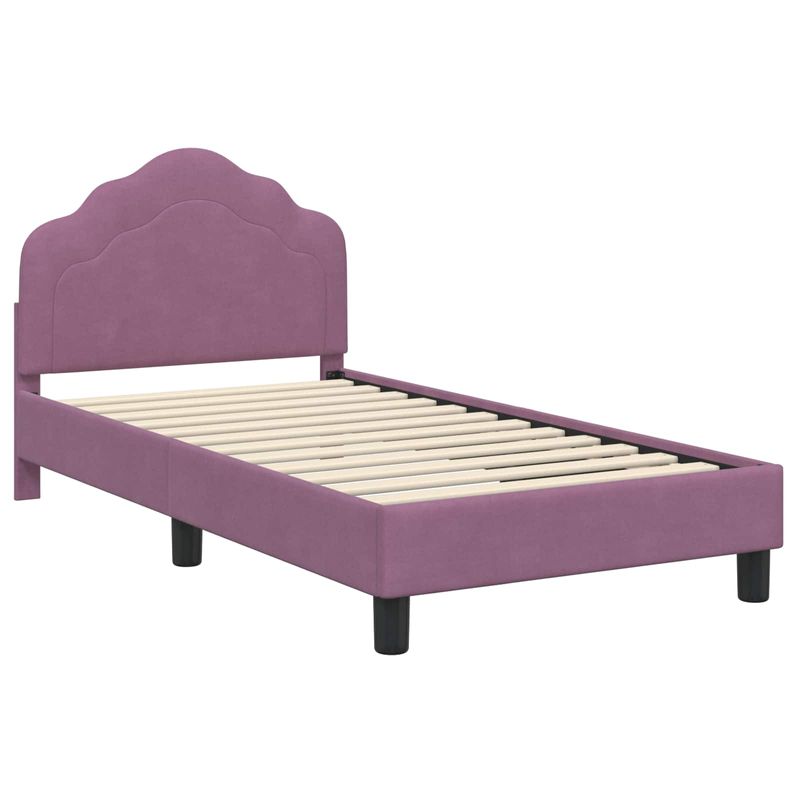 Casa si Gradina - Mobilier - Paturi si accesorii - Paturi - Cadru de pat pentru copii cu spatar Violet 80 x 160 cm Catifea - Infinity.ro