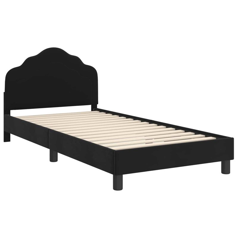 Casa si Gradina - Mobilier - Paturi si accesorii - Paturi - Cadru de pat pentru copii cu spatar Negru 80 x 200 cm Catifea - Infinity.ro