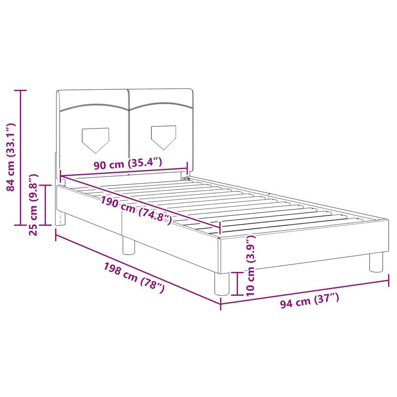 Casa si Gradina - Mobilier - Paturi si accesorii - Paturi - Cadru de pat pentru copii cu spatar Gri deschis 90 x 190 cm - Infinity.ro