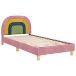 Casa si Gradina - Mobilier - Paturi si accesorii - Paturi - Cadru de pat pentru copii cu spatar Roz 90 x 200 cm Catifea - Infinity.ro
