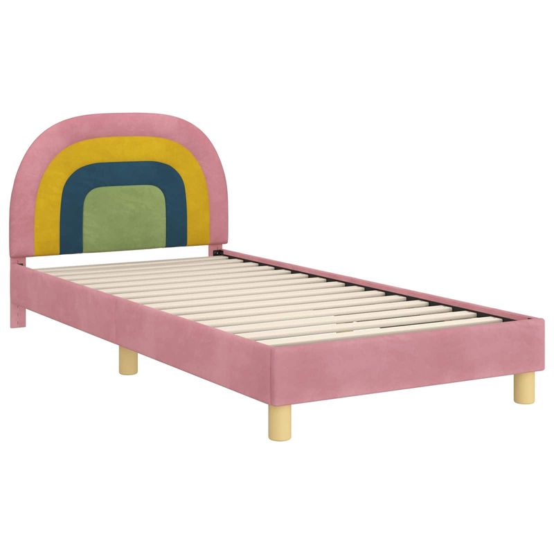 Casa si Gradina - Mobilier - Paturi si accesorii - Paturi - Cadru de pat pentru copii cu spatar Roz 90 x 200 cm Catifea - Infinity.ro
