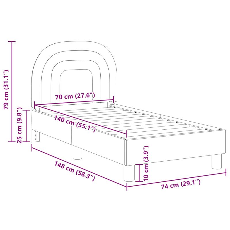 Casa si Gradina - Mobilier - Paturi si accesorii - Paturi - Cadru de pat pentru copii cu spatar Crem 70 x 140 cm Catifea - Infinity.ro