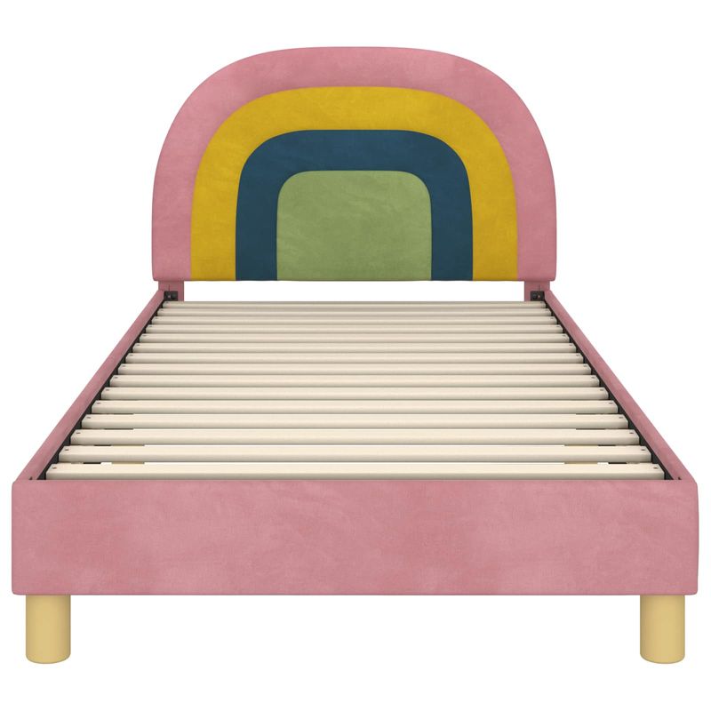 Casa si Gradina - Mobilier - Paturi si accesorii - Paturi - Cadru de pat pentru copii cu spatar Roz 90 x 200 cm Catifea - Infinity.ro