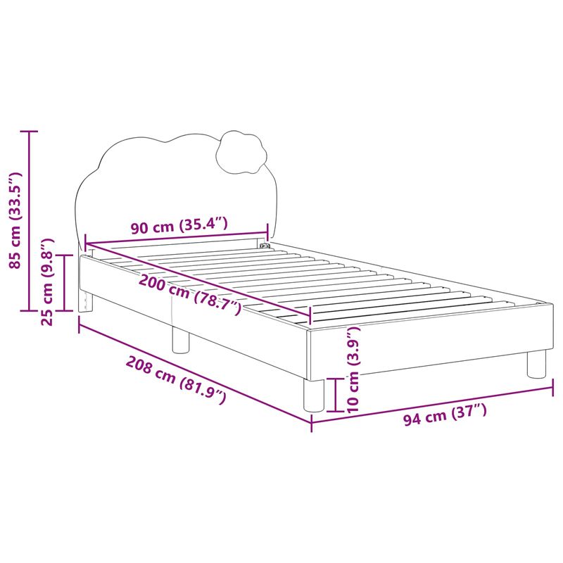 Casa si Gradina - Mobilier - Paturi si accesorii - Paturi - Cadru de pat pentru copii cu spatar Roz 90 x 200 cm PU - Infinity.ro