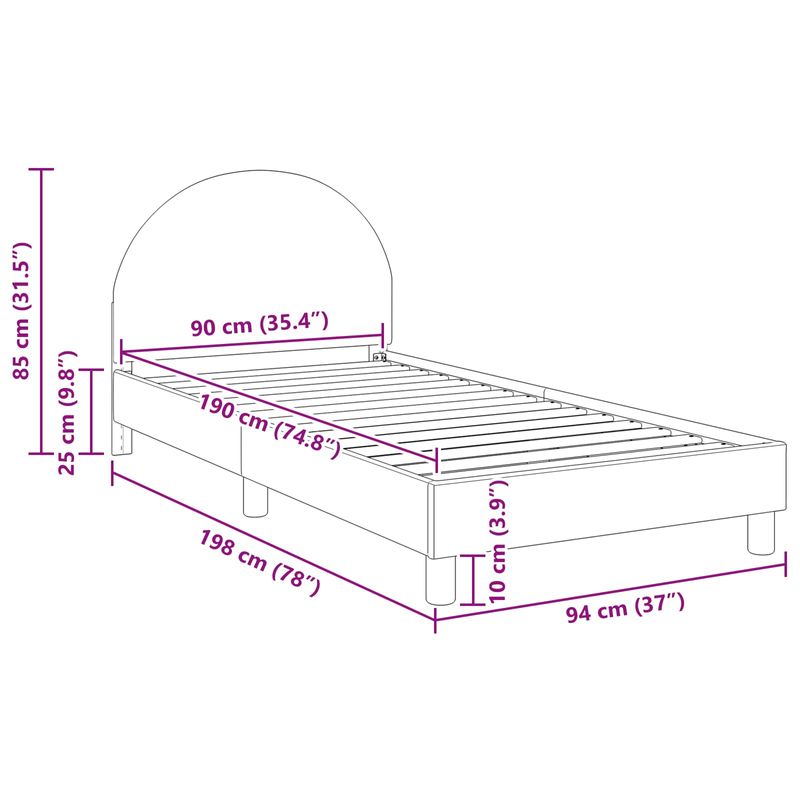 Casa si Gradina - Mobilier - Paturi si accesorii - Paturi - Cadru de pat pentru copii cu spatar Gri deschis 90 x 190 cm - Infinity.ro