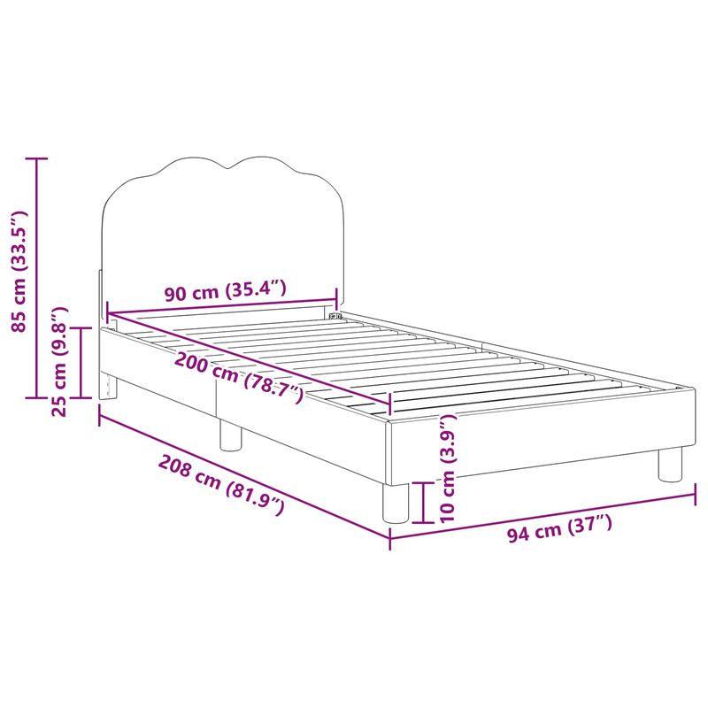Casa si Gradina - Mobilier - Paturi si accesorii - Paturi - Cadru de pat pentru copii cu spatar Crem 90 x 200 cm - Infinity.ro
