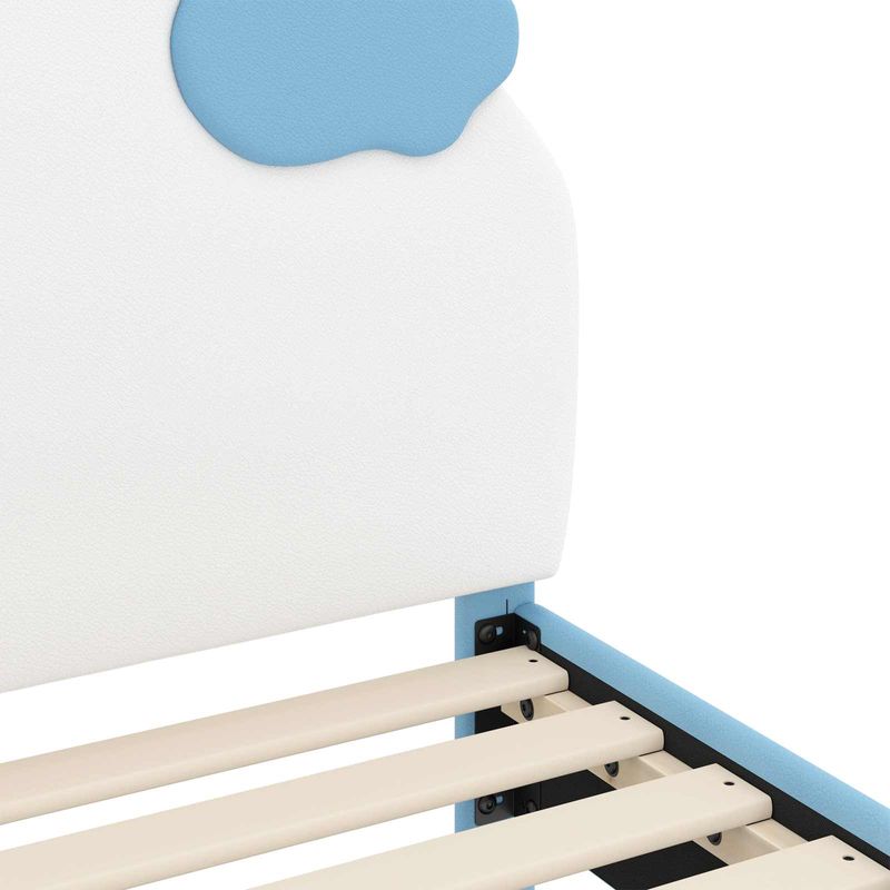 Casa si Gradina - Mobilier - Paturi si accesorii - Paturi - Cadru de pat pentru copii cu spatar albastru 90 x 190 cm PU - Infinity.ro