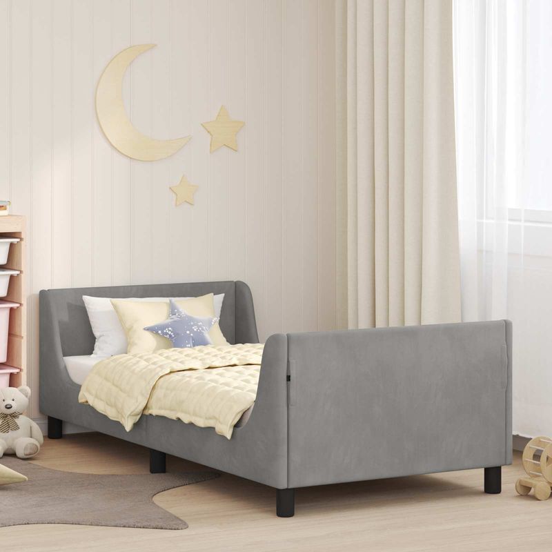Casa si Gradina - Mobilier - Paturi si accesorii - Paturi - Cadru de pat pentru copii cu spatar Gri deschis 80 x 200 cm - Infinity.ro