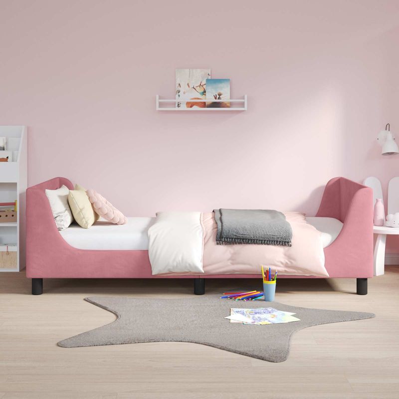 Casa si Gradina - Mobilier - Paturi si accesorii - Paturi - Cadru de pat pentru copii cu spatar Roz 90 x 200 cm Catifea - Infinity.ro