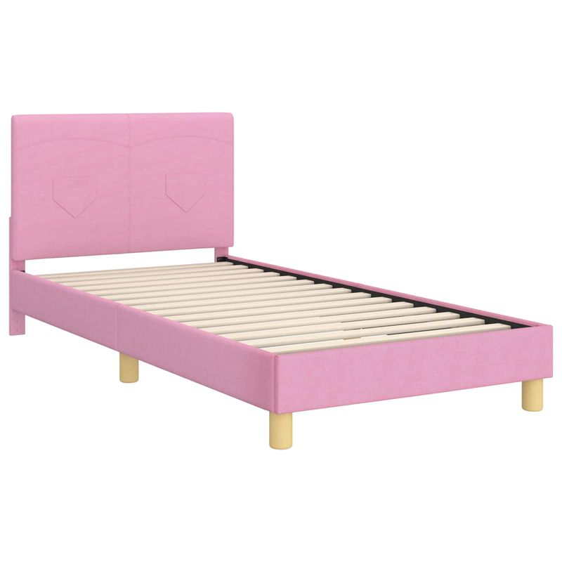 Casa si Gradina - Mobilier - Paturi si accesorii - Paturi - Cadru de pat pentru copii cu spatar Roz 80 x 200 cm tesatura - Infinity.ro