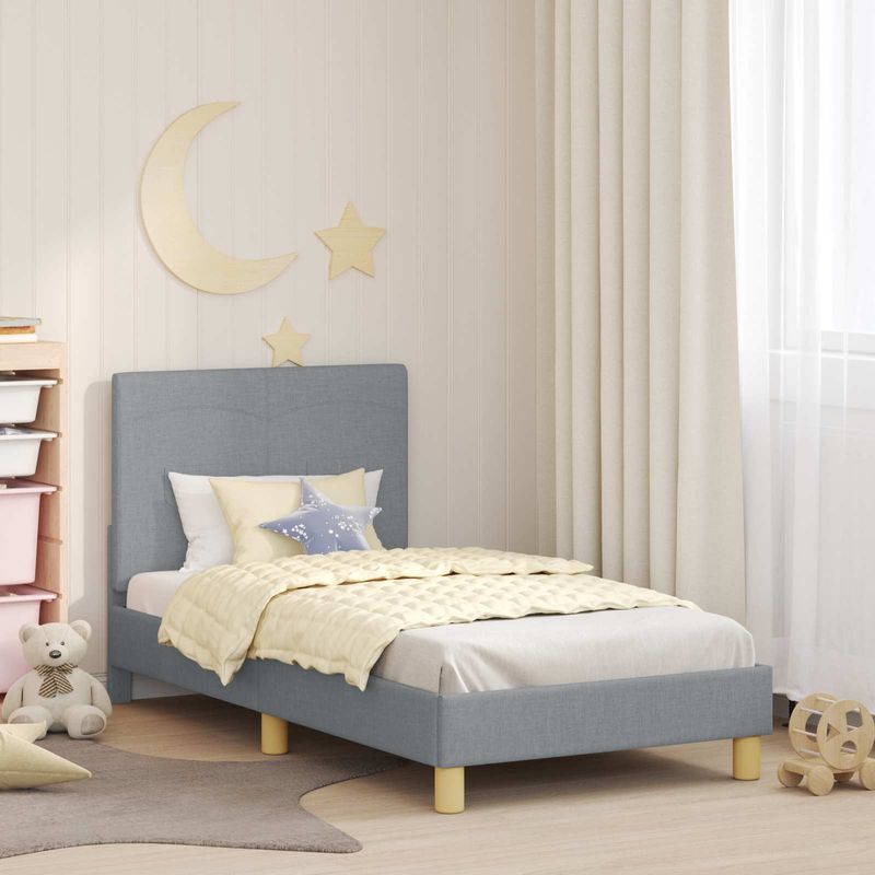 Casa si Gradina - Mobilier - Paturi si accesorii - Paturi - Cadru de pat pentru copii cu spatar Gri deschis 80 x 160 cm - Infinity.ro