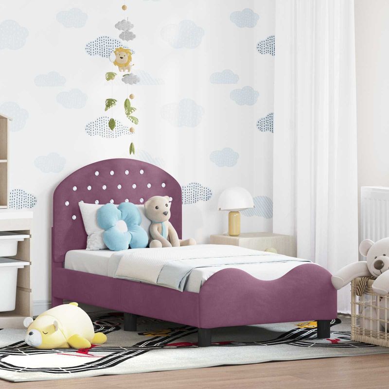 Casa si Gradina - Mobilier - Paturi si accesorii - Paturi - Cadru de pat pentru copii cu spatar Violet 70 x 140 cm Catifea - Infinity.ro
