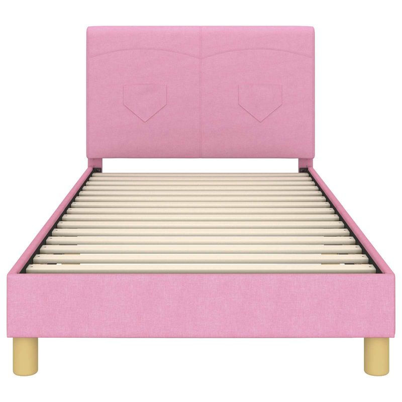 Casa si Gradina - Mobilier - Paturi si accesorii - Paturi - Cadru de pat pentru copii cu spatar Roz 80 x 200 cm tesatura - Infinity.ro