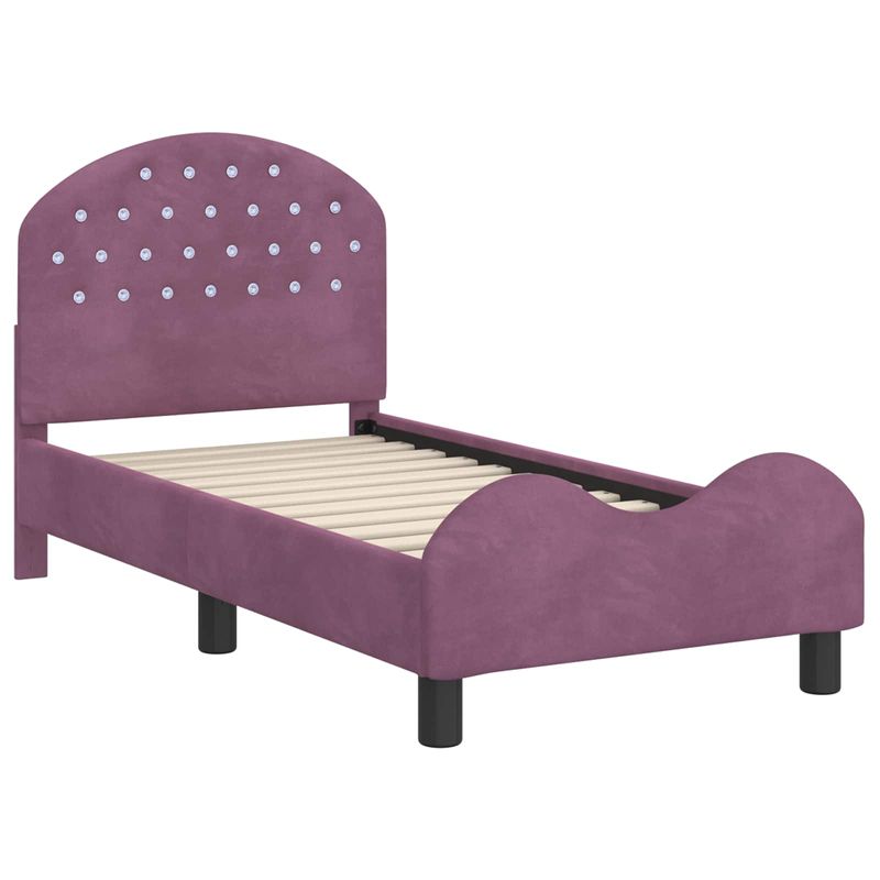 Casa si Gradina - Mobilier - Paturi si accesorii - Paturi - Cadru de pat pentru copii cu spatar Violet 70 x 140 cm Catifea - Infinity.ro