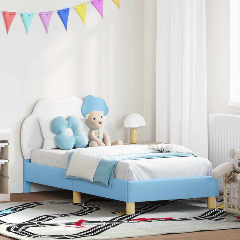 Casa si Gradina - Mobilier - Paturi si accesorii - Paturi - Cadru de pat pentru copii cu spatar albastru 80 x 160 cm PU - Infinity.ro