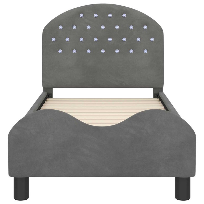 Casa si Gradina - Mobilier - Paturi si accesorii - Paturi - Cadru de pat pentru copii cu spatar Gri inchis 70 x 140 cm - Infinity.ro