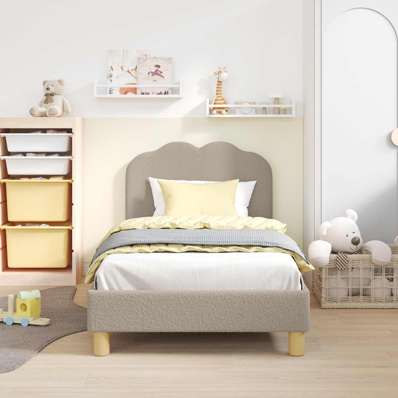 Casa si Gradina - Mobilier - Paturi si accesorii - Paturi - Cadru de pat pentru copii cu spatar Gri deschis 80 x 160 cm - Infinity.ro