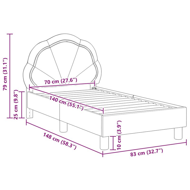 Casa si Gradina - Mobilier - Paturi si accesorii - Paturi - Cadru de pat pentru copii cu spatar Gri inchis 70 x 140 cm - Infinity.ro