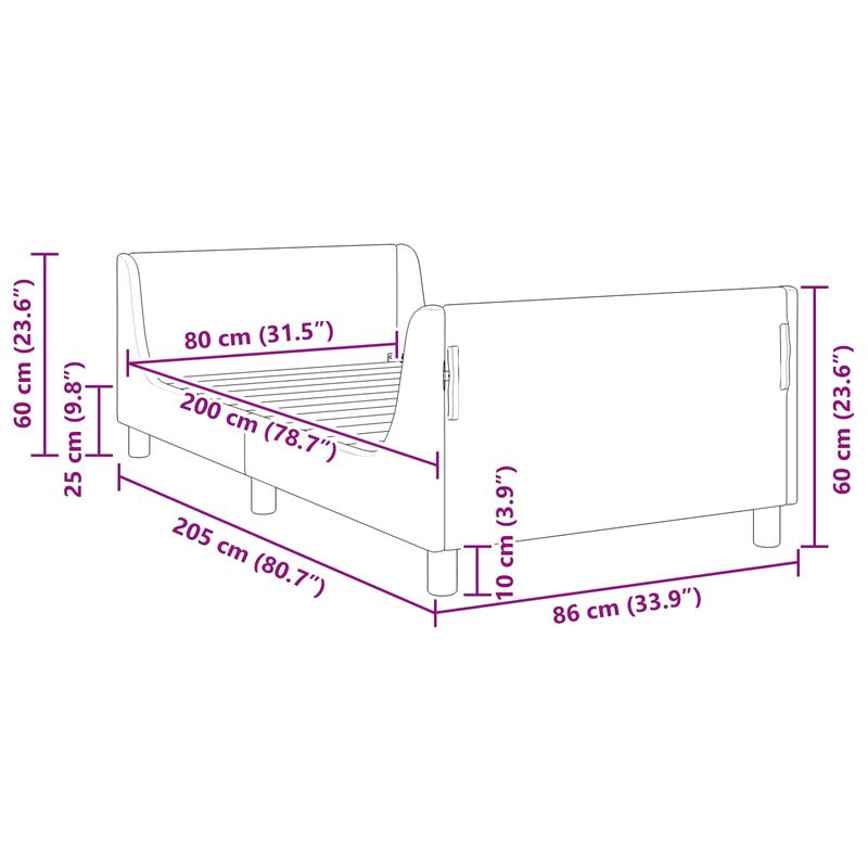 Casa si Gradina - Mobilier - Paturi si accesorii - Paturi - Cadru de pat pentru copii cu spatar Gri deschis 80 x 200 cm - Infinity.ro